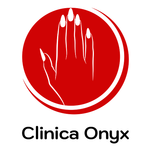 Un logo per un salone per le unghie che si chiama Clinica Onyx.