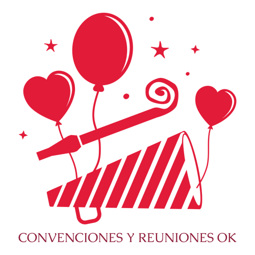 Logo de una empresa de organización de eventos llamada "Convenciones y Reuniones OK".