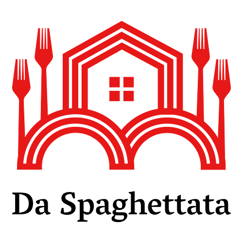 Un logo per un ristorante italiano che si chiama Da Spaghettata.