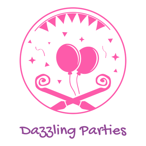 Logo para un negocio de decoraciones para fiestas llamado "Dazzling Parties".
