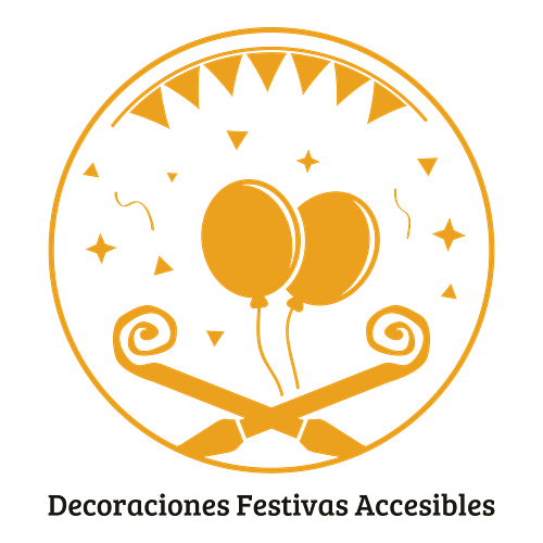 Logo para un negocio de decoraciones para fiestas llamado "Decoraciones Festivas Accesibles".