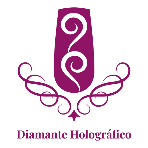 Logo de un salón de uñas llamado "Diamante Holográfico".