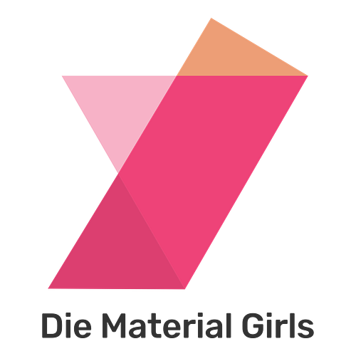 Ein Logo für einen Bastelladen namens Material Girls.