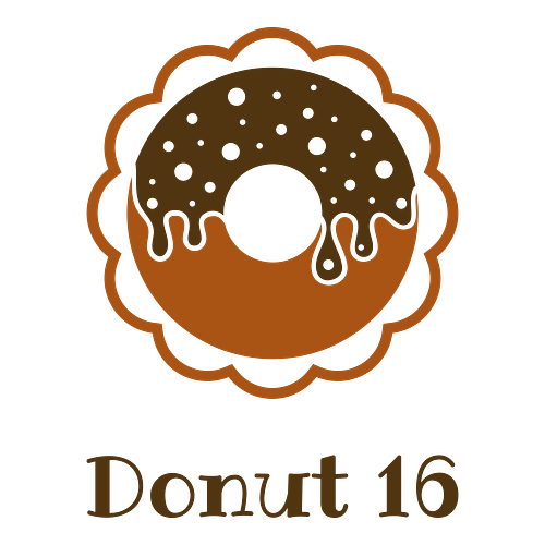 Logotipo para uma loja de donuts chamada Donut 16.