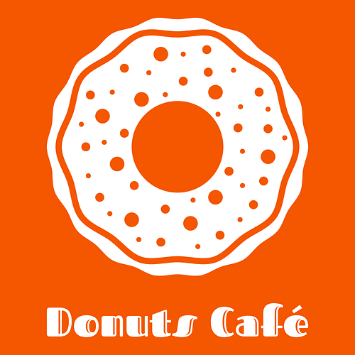 Logotipo para uma loja de donuts chamada Donuts Café.