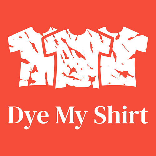 Tie-dye logo for a business called Dye My Shirt.