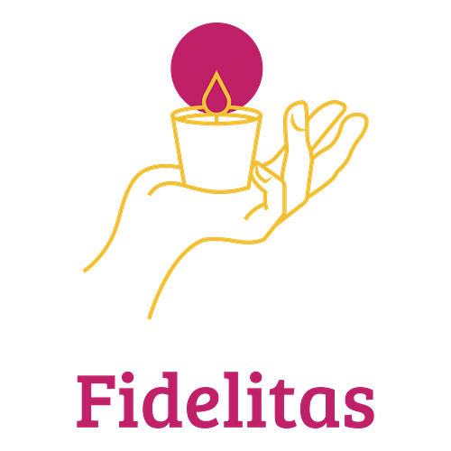 Logotipo para uma loja de artigos religiosos chamada Fidelitas.