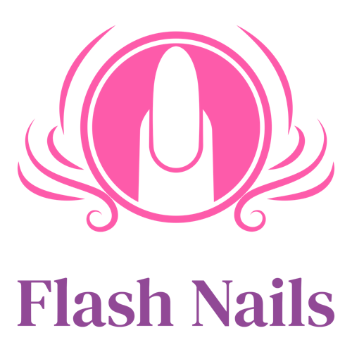 Logo de un salón de uñas llamado "Flash Nails".