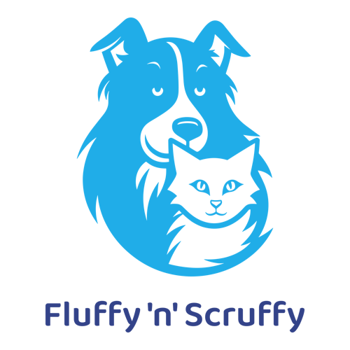 Cute logo for a business called Fluffy 'n' Scruffy.
