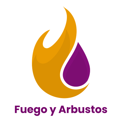 Logo cristiano de una empresa llamada Fuego y Arbustos.