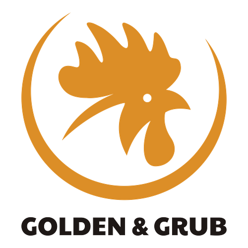 Fried chicken logo for a business called Golden & Grub.