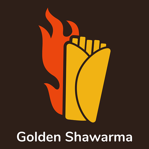 Arabic logo for a business called Golden Shawarma.