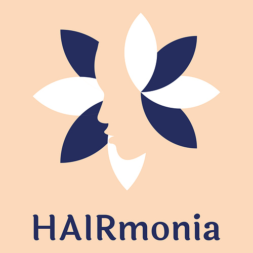 Logotipo para um serviço de tranças de cabelo chamado HAIRmonia.
