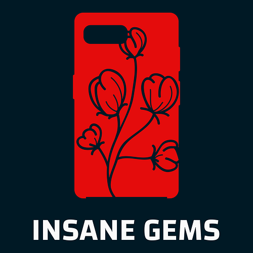 Mobile phone accessory logo for a business called Insane Gems.