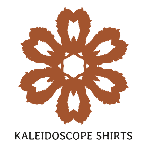 Tie-dye logo for a business called The Kaleidoscope Shirts.