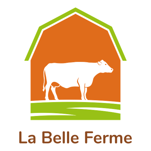 Un logo de ferme pour une entreprise appelée La Belle Ferme.