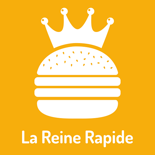 Un logo de restaurant de fast-food pour une entreprise appelée La Reine Rapide.