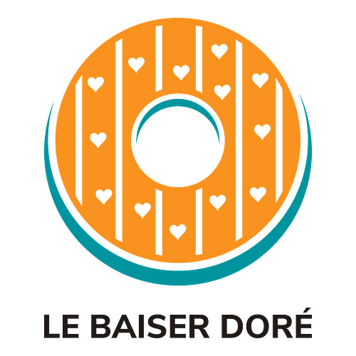 Un logo de pâtisserie pour une entreprise appelée Le Baiser Doré.