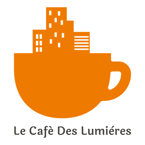 Un logo de café pour une entreprise appelée Le Café des Lumières.