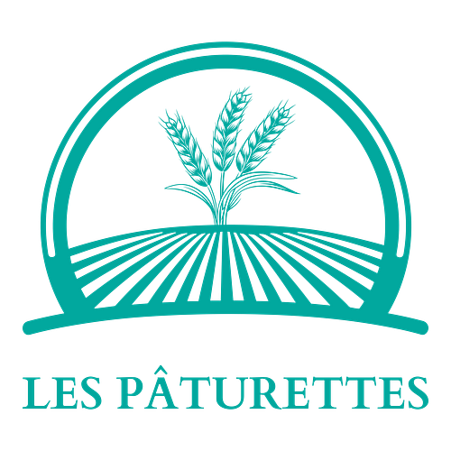 Un logo de ferme pour une entreprise appelée Les Pâturettes.