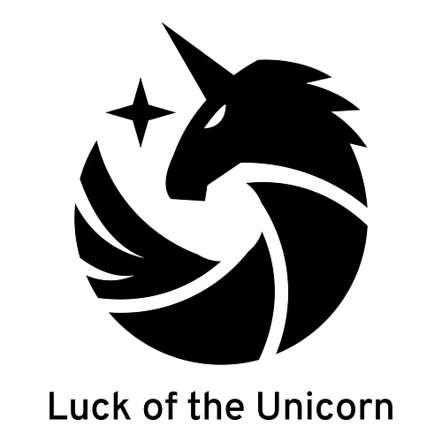 Lucky logo for a business called Luck of the Unicorn.