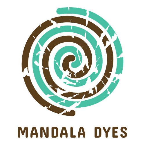 Tie-dye logo for a business called Mandala Dyes.