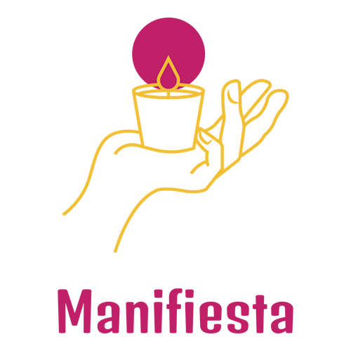 Logo para velas de una empresa llamada Manifiesta.