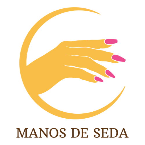 Logo de un salón de uñas llamado "Manos de Seda".