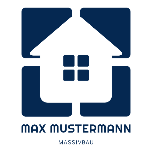 Ein Logo für ein Bauunternehmen namens Max Mustermann Massivbau.