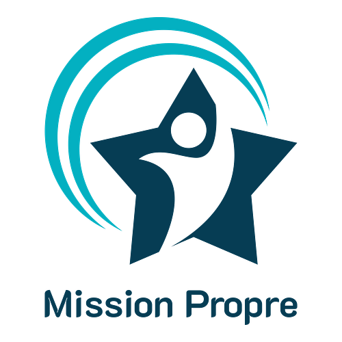 Un logo d'entreprise de nettoyage pour une entreprise appelée Mission Propre.