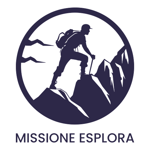 Un logo per un'agenzia viaggio che si chiama Missione Esplora.