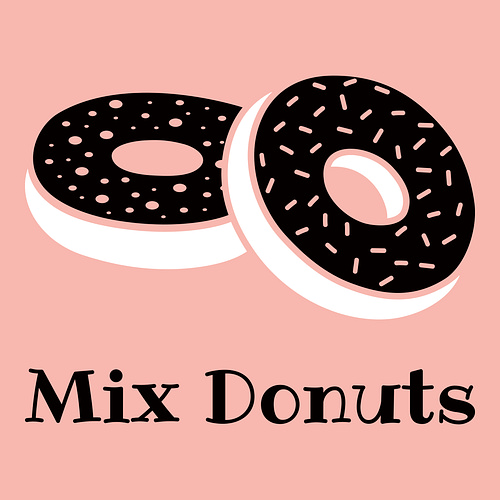 Logotipo para uma loja de donuts chamada Mix Donuts.