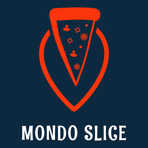 Un logo per una pizzeria che si chiama Mondo Slice.