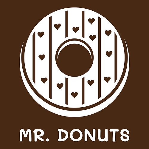 Logotipo para uma loja de donuts chamada Mr. Donuts.