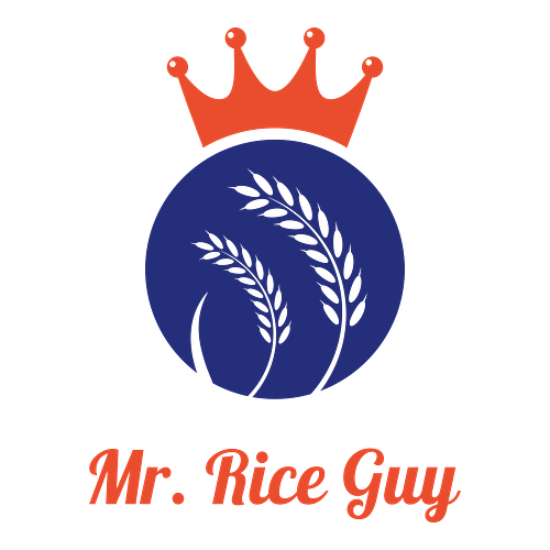 Un logo de restaurant pour une entreprise appelée Mr. Rice Guy.
