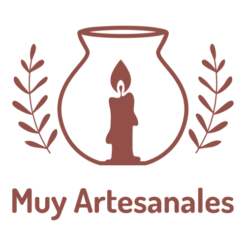 Logo para velas de una empresa llamada Muy Artesanales.