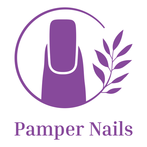 Logo de un salón de uñas llamado "Pamper Nails".