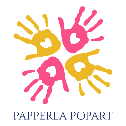 Ein Logo für einen Bastelladen namens Papperla PopArt.