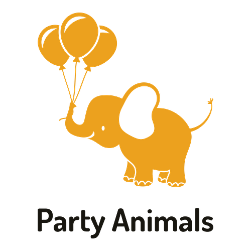 Logo para un negocio de decoraciones para fiestas llamado "Party Animals".