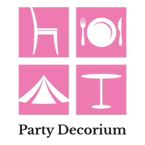Logo para un negocio de decoraciones para fiestas llamado "Party Decorium".