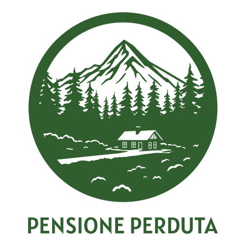 Un logo per un bed and breakfast che si chiama Pensione Perduta.