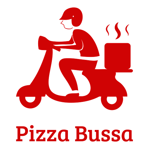Un logo per una pizzeria che si chiama Pizza Bussa.