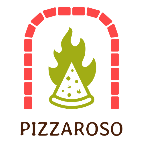 Un logo per un ristorante che si chiama Pizzaroso.
