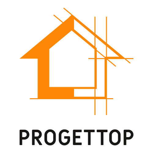 Un logo per un'impresa di costruzioni che si chiama Progettop.