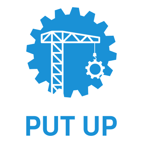 Un logo per un'impresa di costruzioni che si chiama Put Up.