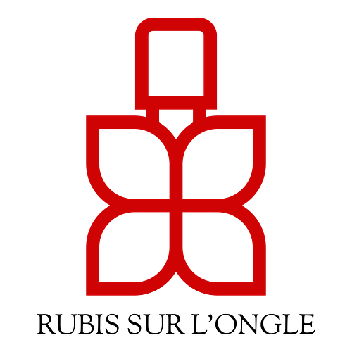 Un logo d'onglerie pour une entreprise appelée Rubis sur l'ongle.