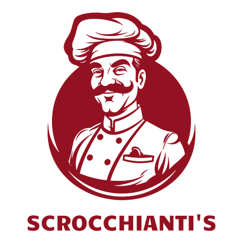 Un logo per un ristorante che si chiama Scrocchianti's.