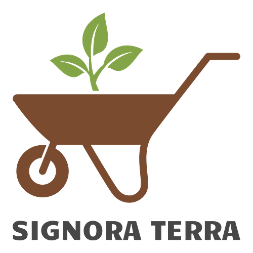 Un logo a tema agricoltura per un'azienda che si chiama Signora Terra.