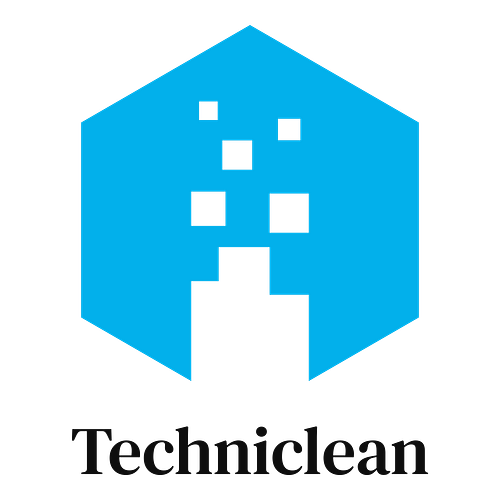 Un logo d'entreprise de nettoyage pour une entreprise appelée Techniclean.