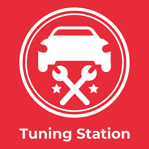 Ein Logo für eine Autowerkstadt namens Tuning Station.